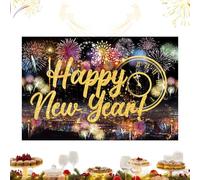 Telón para Fotos de Año Nuevo - Impresión 2D De Fondo con Globos Dorados,Cartel Feliz Año Nuevo 2026 99x150 cm,para Fotos Fiestas Cumpleaños Decoración Estudio Interior y Exterior