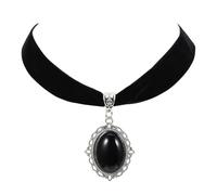 Telooco Gargantilla Gótica con Diamantes Colgante Negra Cadena de Disfraz Collar Gótico Ajustable para Mujer Vintage Gargantilla de Terciopelo Joyas para Novia Vampiro Halloween Cosplay