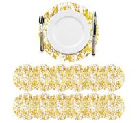 Telooco Manteles Individuales Dorados Desechable 12 Piezas Mantel Prensado Redondo de Malla de Lámina Dorada Servilleta Mesa Boda Fiesta de Cumpleaños Vacaciones Decoración del Hogar