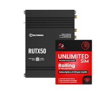 Teltonika RUTX50 - Router de banda ancha móvil de doble red 5G + plan de datos Vodafone Rolling de 30 días del Reino Unido - Internet 5G/4G de alta velocidad