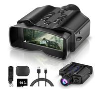 TELUHA Gafas de visión nocturna 4K para adultos, pantalla HD de 3.97 pulgadas, prismáticos recargables de visión nocturna de 10000 mAh con tarjeta de 64 GB para caza, camping, vigilancia