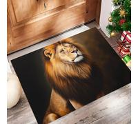 Tema Africano Felpudo Antideslizante - 40 x 60 cmRetrato Un León (Animal) Trampa de Tierra Felpudo Exterior e Interior para Entrada Limpia - Fácil de Cuidar - Marrón Oscuro