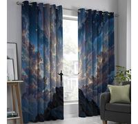 Tema Cielo Estrellado Cortinas Opacas Con Aislamiento Térmico Para Oscurecer La Habitación, Con Ojales, Para Sala De Estar, 140 X 260 Cm Pulgadas, Ciencia Ficción Misterio Azul Oscuro (2 Paneles)