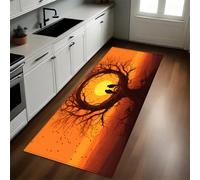 Tema De Amor Alfombra de Cocina 50 x 80 cm Árboles y mirlos Antideslizante y Lavable, Camino Multiusos Resistente al Desgaste, Antimanchas, Ideal para Bajo Fregadero y Fogones