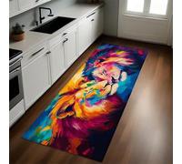 Tema De Amor Alfombra de Cocina 60 x 180 cm León Pintado Antideslizante y Lavable, Camino Multiusos Resistente al Desgaste, Antimanchas, Ideal para Bajo Fregadero y Fogones