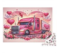 Tema de Amor de camión Rosa 1000 Piezas Cartón Grueso Rompecabezas Premium para Adultos Desafío Juego Educativo Decoración De Paredes Paquete De Valor 38x26cm/1000pcs