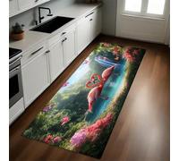 Tema De Amor Felpudo Pasillo 50 x 140 cm Cataratas Flamingo Antideslizante Alfombra de Corredor Suave para Cocina, Entrada y Decoración del Hogar