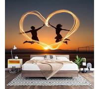 Tema De Amor RomáNtico Fotomural para Pared de Tela No Tejida 300x210 cm, Amarillo Claro Papel Pintado Decorativo de Interiores para Salón Dormitorio Oficina Pasillo Comedor, Fácil de Instalar