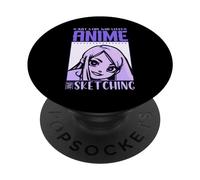 Tema de Anime Morado para dibujante de Dibujo Kawaii PopSockets PopGrip Adhesivo