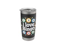 Tema de bolas de números coloridos I Love Bingo Vaso térmico de acero inoxidable de doble pared