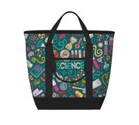 Tema de ciencia de dibujos animados,Bolsas de almuerzo de gran capacidad, bolsa de mano térmica para mujeres, hombres, trabajo, picnic, viajes.