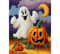 Tema de Halloween Latch Hook Rug Making Kits,Fantasmas y calabazas,DIY Latch Hook Rug Kits,DIY Rug Crochet Yarn for Home Sofa Decoration,55x75cm