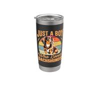 Tema de Just a Boy Who Loves Dachshunds Wiener Dog Lover Vaso térmico de acero inoxidable de doble pared