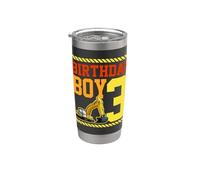 Tema de la excavadora del camión de la construcción del niño del cumpleaños de 3 años Vaso térmico de acero inoxidable de doble pared