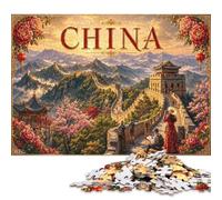 Tema de la Gran Muralla China Puzzle De Madera 1000 Piezas Adultos Y Niños,Regalo Ideal,Deco Pared,Desafío,Rompecabezas,14 Años+,Anti-estrés,Relax,Reto,Madera,Educativo (75x50cm)