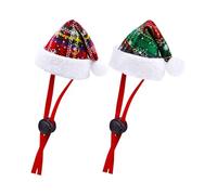 Tema De Navidad Santa Satn para Perros Cats Holiday Props Gaps para Pequeñas Razas Que Ajustan A La Mascota Santa Caps Cadietos Fiesta 2 PCS Festival Mascotas Sombrero