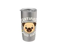 Tema de perro lindo "Certified Pug Dad" Vaso térmico de acero inoxidable de doble pared