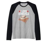 Tema de rodeo occidental I Love Cowgirls Camiseta Manga Raglan