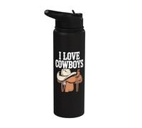 Tema de western rústico «I Love Cowboys» Stainless Steel Insulated Water Bottle