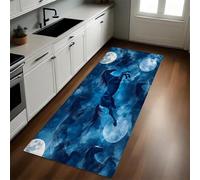 Tema del Cielo Nocturno Alfombra de Cocina 60 x 180 cm Caballo de luz de Luna Antideslizante y Lavable, Camino Multiusos Resistente al Desgaste, Antimanchas, Ideal para Bajo Fregadero y Fogones