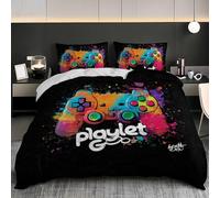 Tema del Juego de Graffiti Fundas Nórdicas 260x240 cm Negro Funda de Edredón 3 Piezas Microfibra Juegos de Cama Hipoalergénica Suave con Cremallera para Adultos + 2 Fundas de Almohada