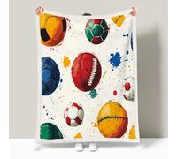 Tema Deportivo Mantas Sofa Grande Patrones De Rugby Y Fútbol Suave Manta de Invierno para Sofa Confortable Manta Polar Microfibbra Esponjosa Mullido Cálida para Cama Salón y Dormitorio 150 x 200 cm