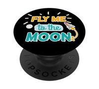 Tema Divertido de Fly Me to The Moon Space Adventure PopSockets PopGrip Adhesivo