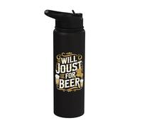 Tema divertido de Will Joust For Beer sobre un caballero Stainless Steel Insulated Water Bottle