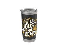 Tema divertido de Will Joust For Beer sobre un caballero Vaso térmico de acero inoxidable de doble pared