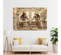 Tema egipcio - Cuadros modernos sobre lienzo de papiro, 50 x 100 cm | para salón, egipcio antiguo, impresiones sobre lienzo, imagen de pared para salón moderno, decoración del hogar, sin marco