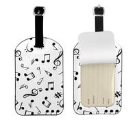 Tema musical impreso,Etiquetas de equipaje de cuero sintético con nombre, etiquetas de viaje duraderas, 2 unidades