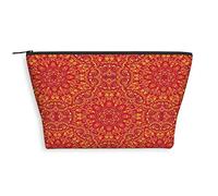 Tema náutico, bolsas de cosméticos, bolsa de maquillaje, diseño náutico marítimo de cangrejos en rayas, para bolso, bolsa organizadora de viaje con cremallera para mujer, azul y rojo, Rojo Naranja_1,
