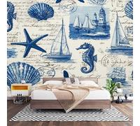 Tema NáUtico OceáNico Papel Pintado Fotomural de Tela No Tejida, Decoración de Pared para Salón, Dormitorio, Oficina y Comedor, De Color Claro Revestimiento Decorativo de Interior 400x280 cm