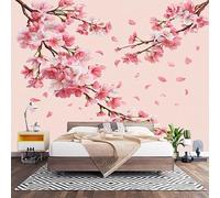 Tema RomáNtico De Sakura Fotomural para Pared de Tela No Tejida 400x280 cm, Rosa Papel Pintado Decorativo de Interiores para Salón Dormitorio Oficina Pasillo Comedor, Fácil de Instalar