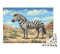 Tema Sabana 1000 Piezas Rompecabezas Cebra para Adultos Papel Educativo Paisaje Animal Puzzle de Papel Decoración Pared Alivio Estrés 52x38cm/1000pcs