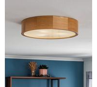 TEMAR LIGHTING Plafón Cleo DR375, IP54, Ø 37,5 cm, madera de roble, E27