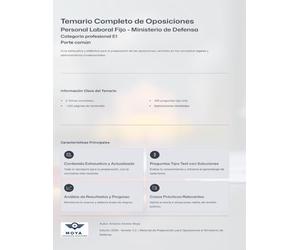 Temario completo de Oposiciones. Personal laboral fijo - Ministerio de Defensa: Parte común. Categoría profesional E1