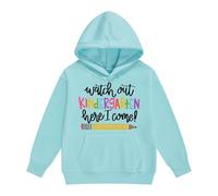 Temario Oposiciones Sudadera con capucha y cordón para niñas, para la temporada escolar, con estampado de dibujos animados, manga larga, con bolsillo, ropa de abrigo informal y (Sky Blue, 10-11 Years)