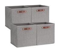 Temary Cubos de almacenamiento de 13 x 13 pulgadas con asas, cubos de almacenamiento para oficina en casa, cestas de almacenamiento para organizar ropa de juguete, organizadores plegables de armario