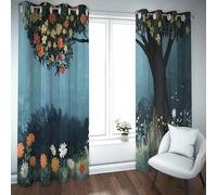 Temas Cuento Hadas: Cortinas Cocina, árbol Bosque y Flor Margarita, Cortinas Opacas, Cortinas oscurecimiento térmico la habitación, Cortinas oscurecimiento 2 Paneles (W245xL300cm Cada uno)
