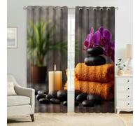 Temas De Salud Cortinas Opacas Flores orquídeas Térmicas Aislantes Frío y Calor, Reducción de Ruido para Dormitorio, Salón y Oficina Moderna 2 Paneles 140An x 175Al cm