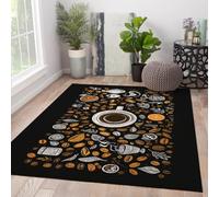 Temática café 90x150 Alfombra Alfombras Vintage Interior salón Dormitorio Antideslizantes Lavables té Tarde Granos café Estampado moquetas Pelo bajo Zonas tráfico Cocina Oficina