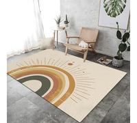 Temática De Rainbow Sun para De Alfombra De Piso Amarillo Suave Estampado En Una Alfombra Grande, De Pilotes Cortos para Comedor De Dormitorio Sin Deslizamiento.,