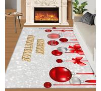 Temática navideña Alfombra Home Decoe, Lazos Rojos de Baile de Navidad Alfombras Decorativas Antideslizantes Lavables, aplicables en el Dormitorio del salón (50x80cm)