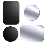 TEMCO 4 Láminas metálicas para movil, Placa Metal Adhesiva para Iman Coche movil 4 Piezas - Chapas metalicas Muy Finas con Adhesivo para Soporte de movil para coche, para Soporte magnético, Plateado &