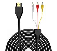 TEMCO Cable de TV HDMI a RCA 1.5M 1080P FHD, HDMI Macho a 3 RCA AV Adaptador convertidor de Audio y Video 150cm, Conector Bañado en Oro para Transmisión de Calidad SuperiorCompatible con smartTV,