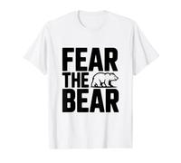 Teme al Oso para los Amantes de la Vida Silvestre Camiseta gráfica económica, Hombre, Blanco, M