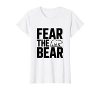 Teme al Oso para los Amantes de la Vida Silvestre Camiseta gráfica económica, Mujer, Blanco, M