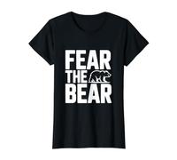 Teme al Oso para los Amantes de la Vida Silvestre Camiseta gráfica económica, Mujer, Negro, M