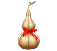 Temeemeg Calabaza Wu Lou de latón de 6 Pulgadas con Tapa Que se Abre y símbolo de Hoja de Salud, longevidad y Prosperidad, decoración Feng Shui para la Oficina en el hogar.